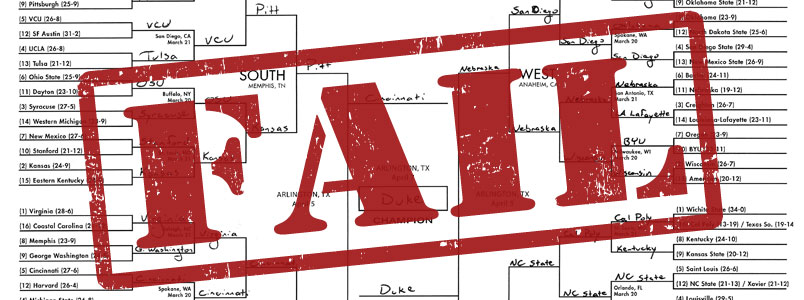 Busted NCAA basketball bracket