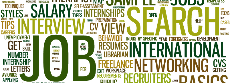 Word cloud of words related to jobs
