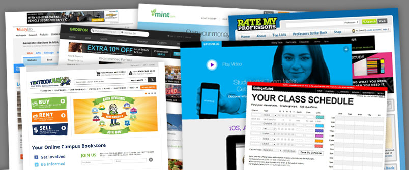 Collage of screenshots of useful websites