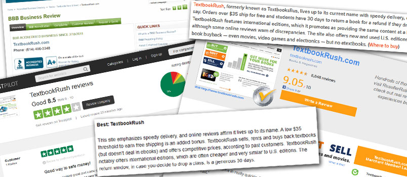 Collage of website reviews