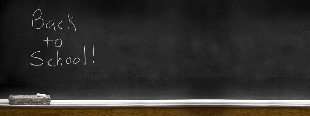 Chalkboard with Back to School! written on it