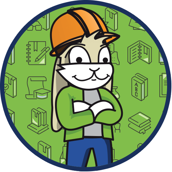 Rush the rabbit in a lab coat, wearing safety goggles and holding a beaker