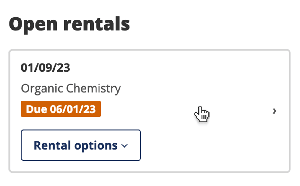 Step 1: Log into your account and find the 'Open rentals' section on your account home page.